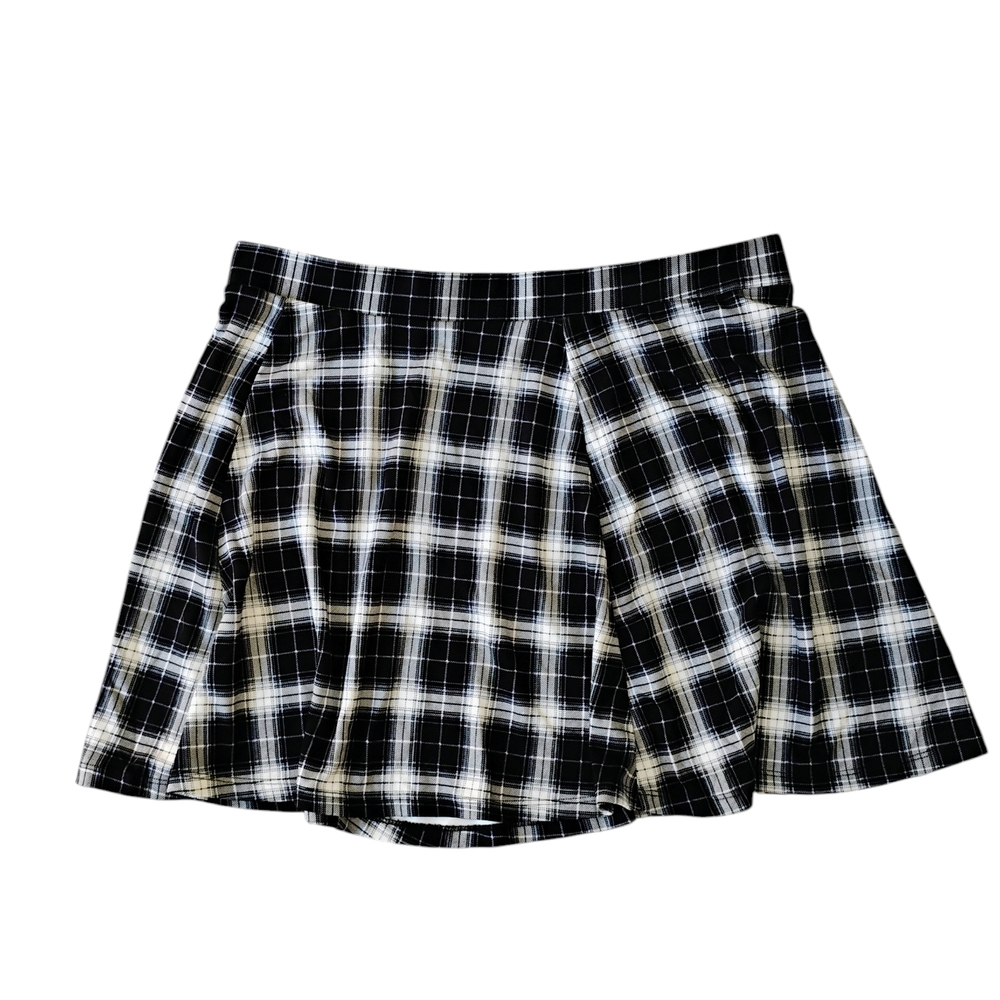 H&M Y2K Black and White Checkered Mini Skirt Sz L